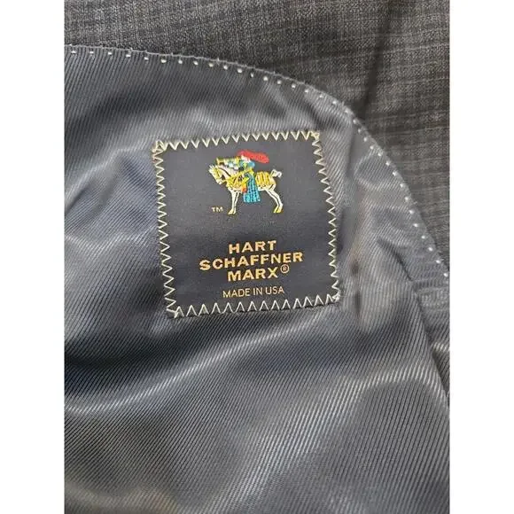 Hart Schaffner Marx Suit Mens 43R 38x29 Blue 2 Piece Navy